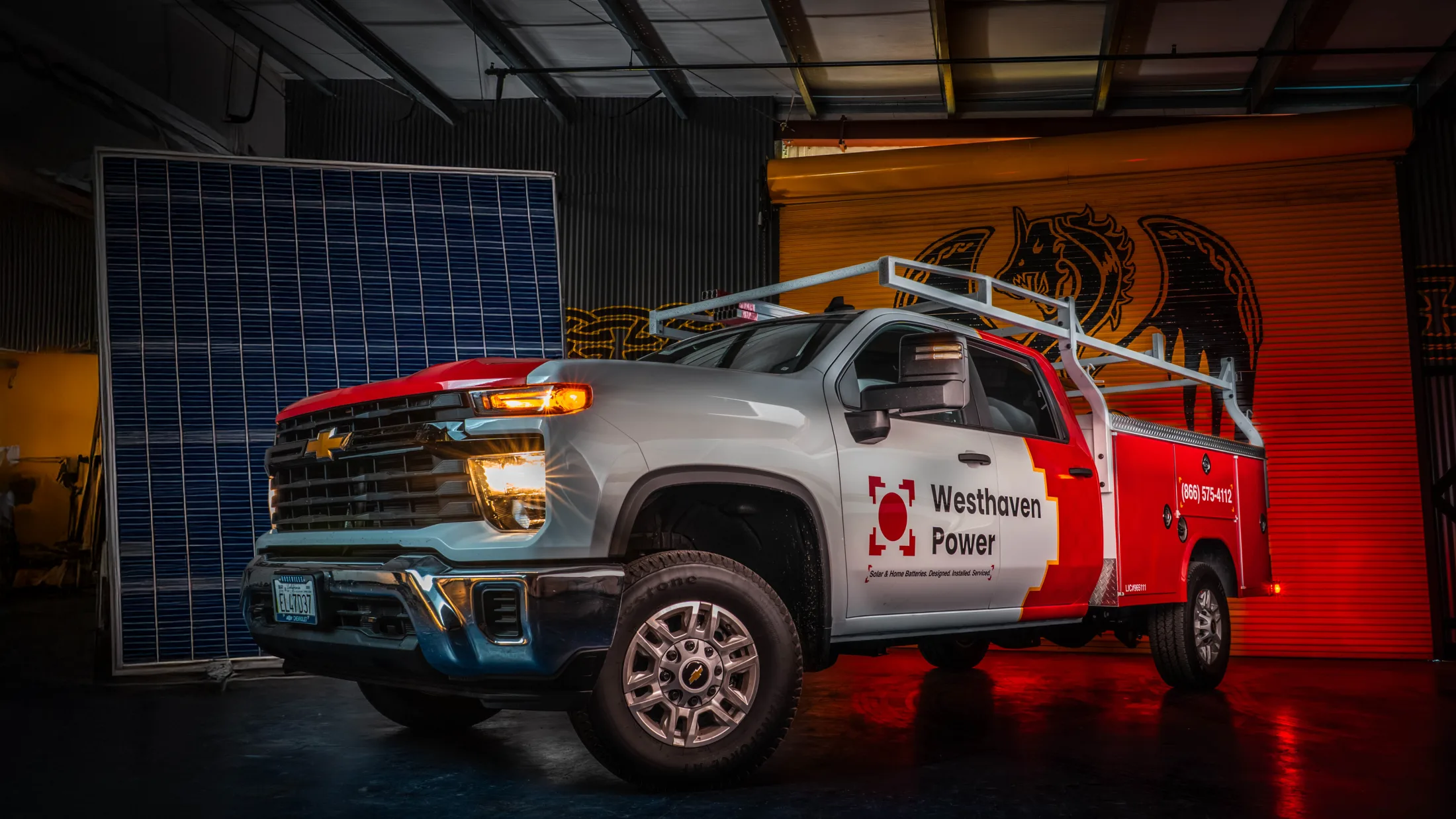 Westhaven Power service truck inside the company facility
